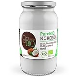 PureBIO Kokosöl 1.000 ml (1L) für HAARE, HAUT und zum KOCHEN - Kokosöl bio, nativ und kaltgepresst